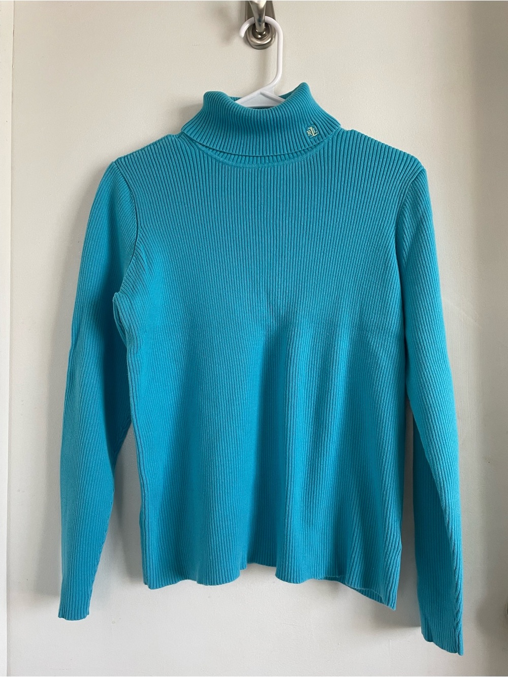 Ralph Lauren Turquoise Ribbed Turtleneck Sweater
